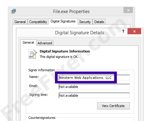 Screenshot of the Western Web Applications, LLC certificate